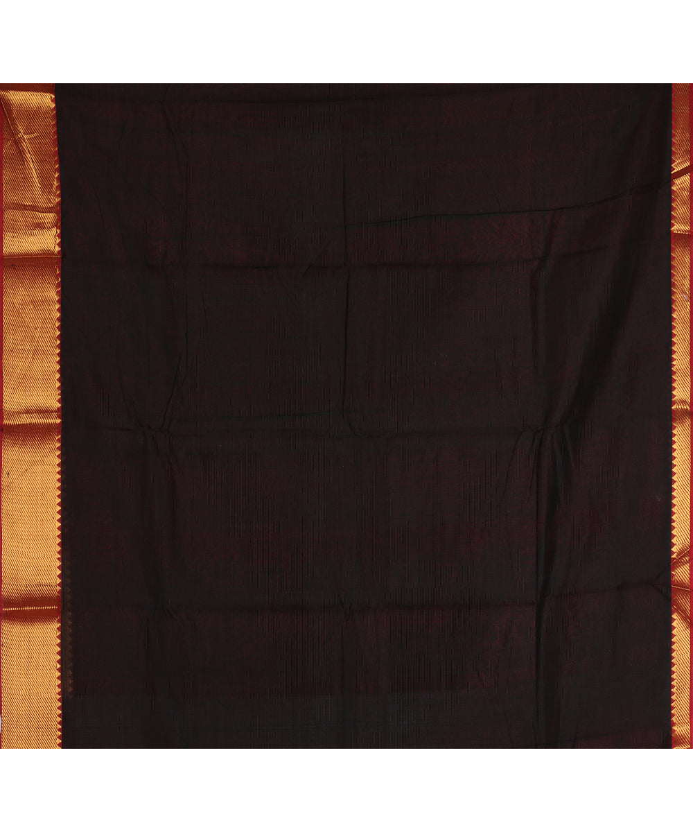 Maroon gold zari border handwoven mangalagiri cotton silk saree