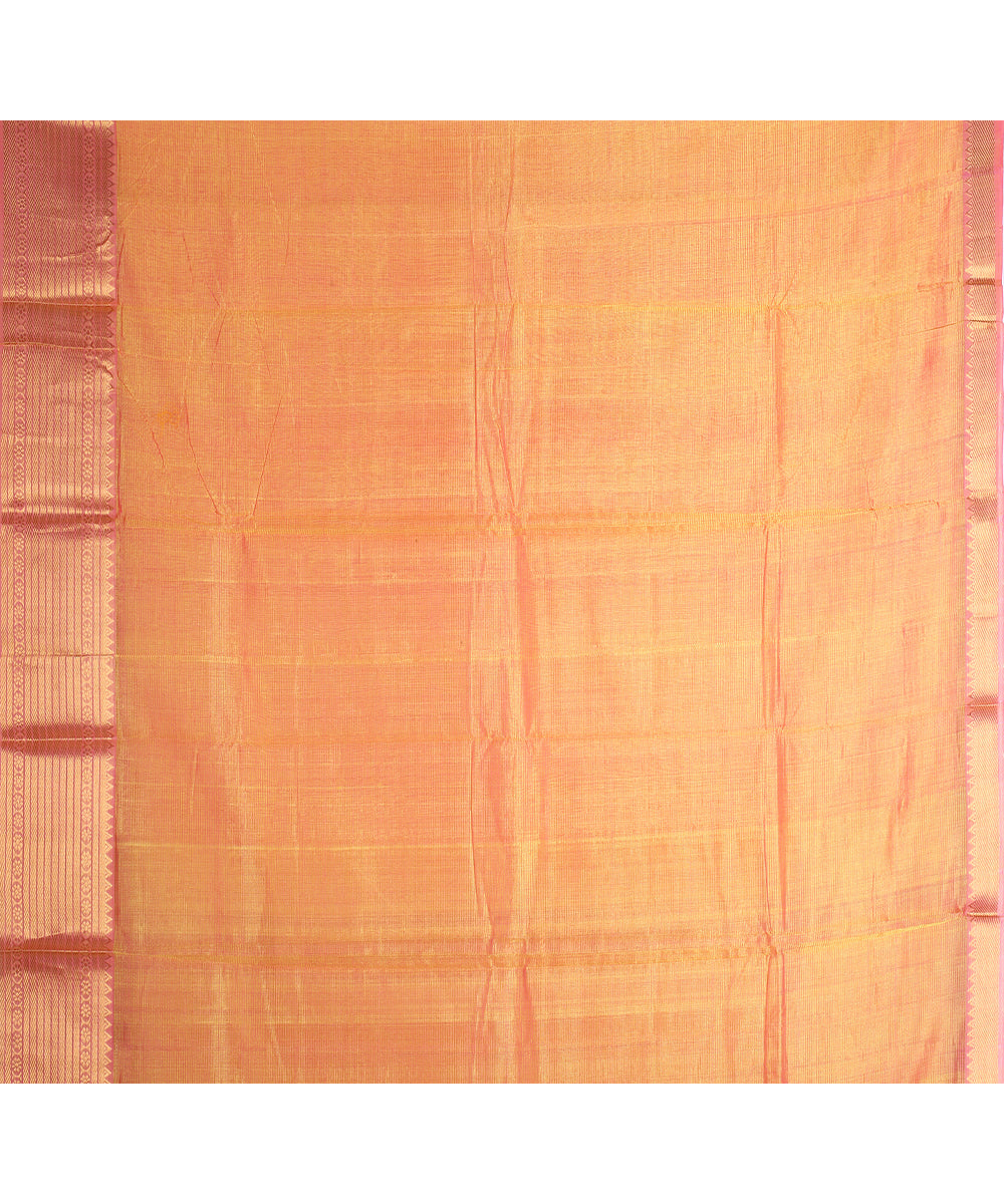 Orange gold zari big border handloom mangalagiri cotton silk saree