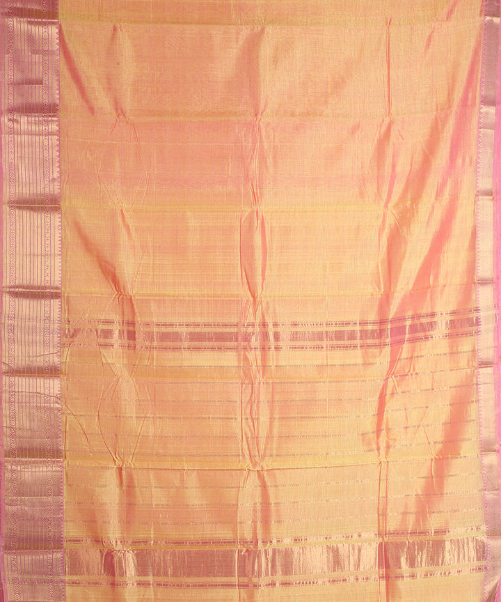 Orange gold zari big border handloom mangalagiri cotton silk saree