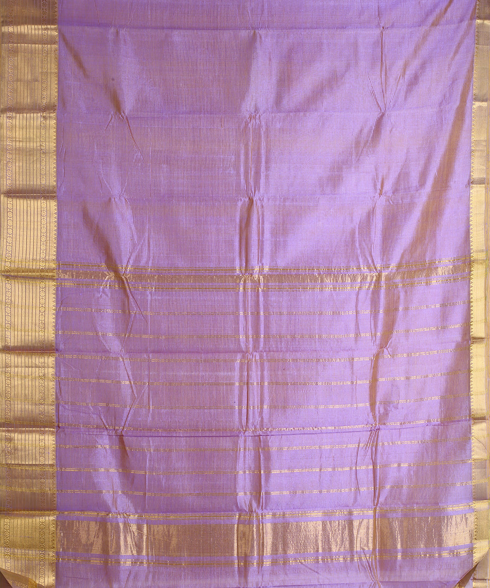 Violet gold zari big border handwoven mangalagiri cotton silk saree