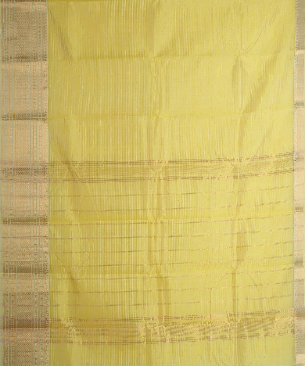 Yellow gold zari big border handwoven mangalagiri cotton silk saree