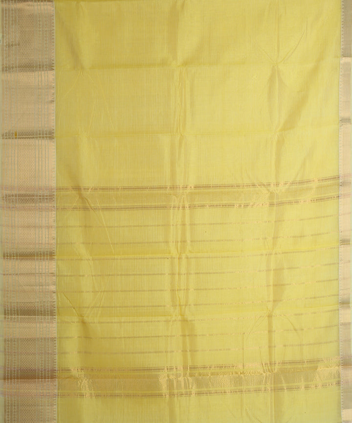 Yellow gold zari big border handwoven mangalagiri cotton silk saree