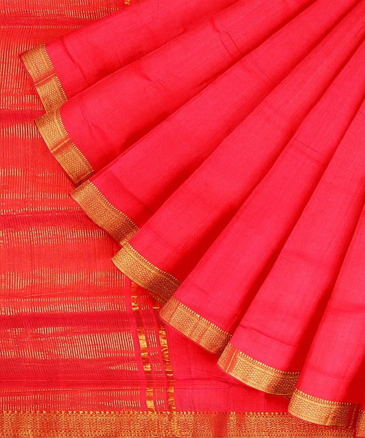 Orange handwoven cotton mangalagiri saree