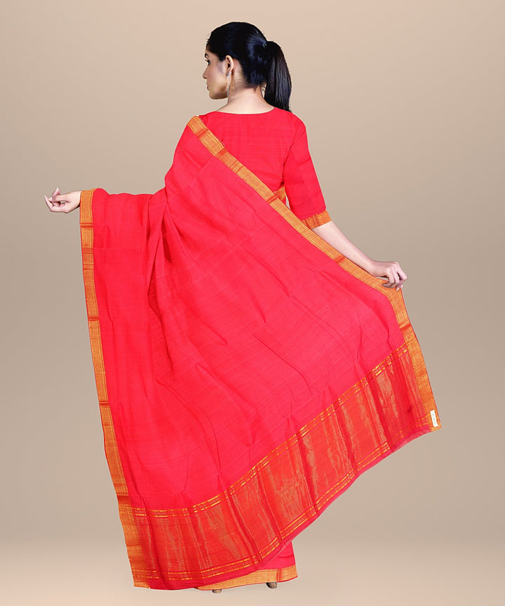 Orange handwoven cotton mangalagiri saree