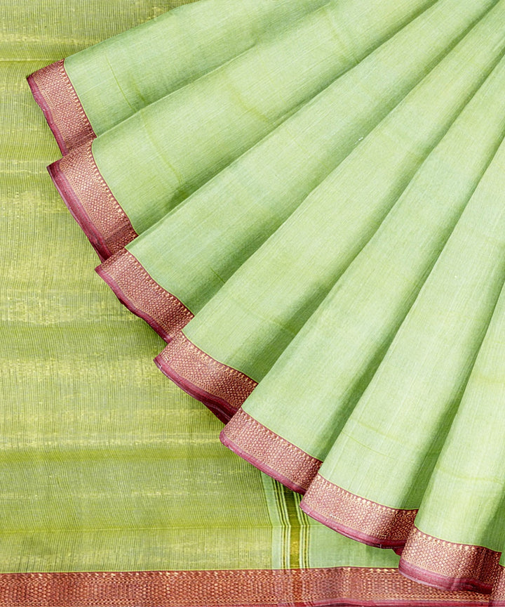 Pista green handwoven mangalagiri cotton saree