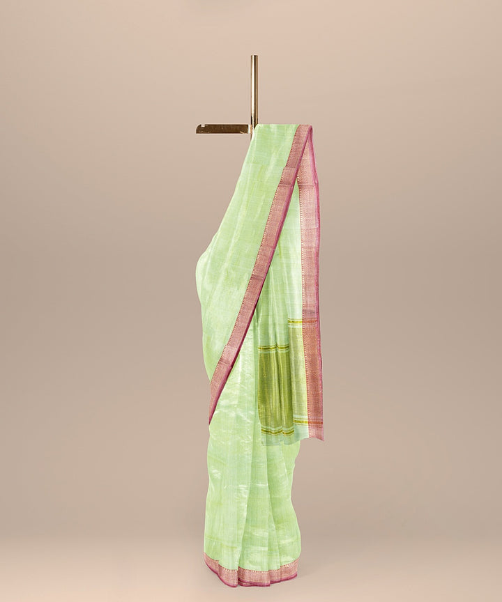 Pista green handwoven mangalagiri cotton saree