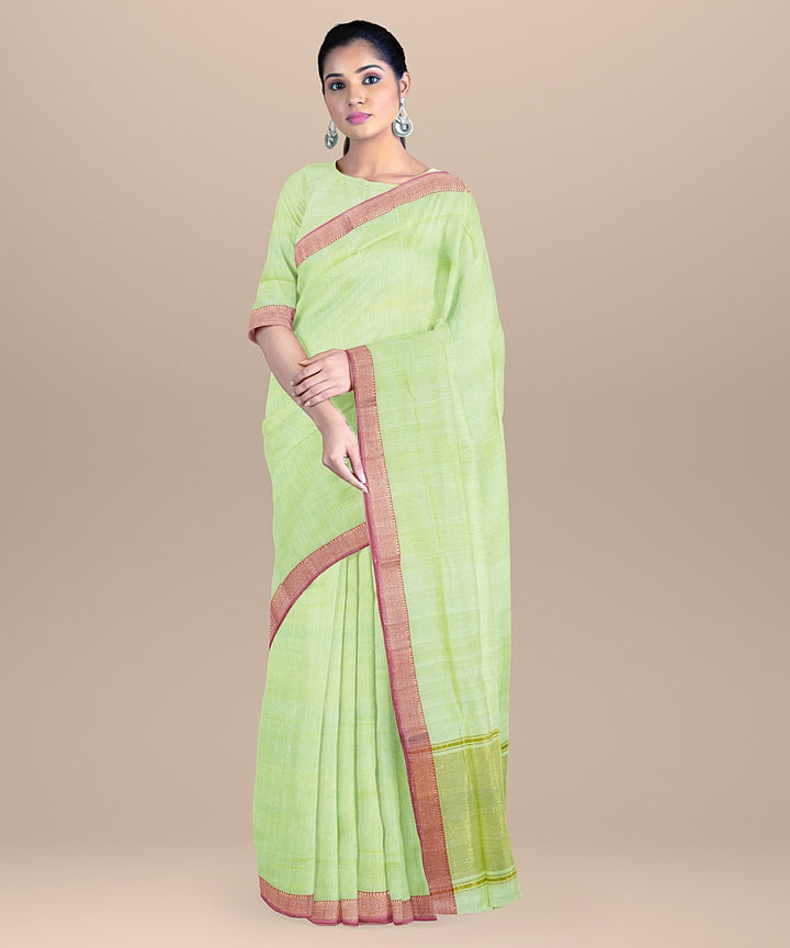 Pista green handwoven mangalagiri cotton saree