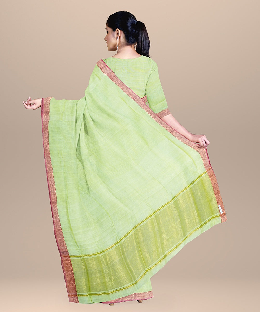 Pista green handwoven mangalagiri cotton saree