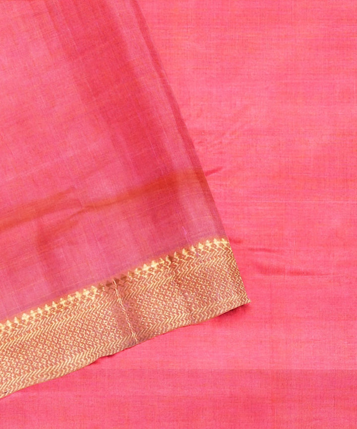 Pink mangalagiri handwoven cotton saree