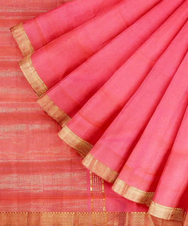 Pink mangalagiri handwoven cotton saree