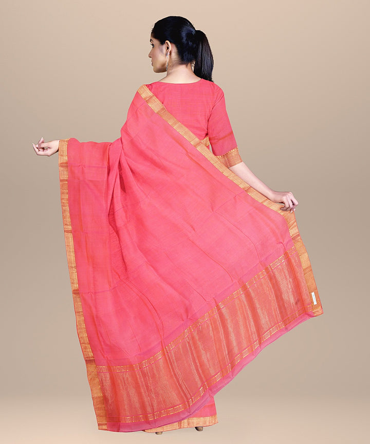 Pink mangalagiri handwoven cotton saree