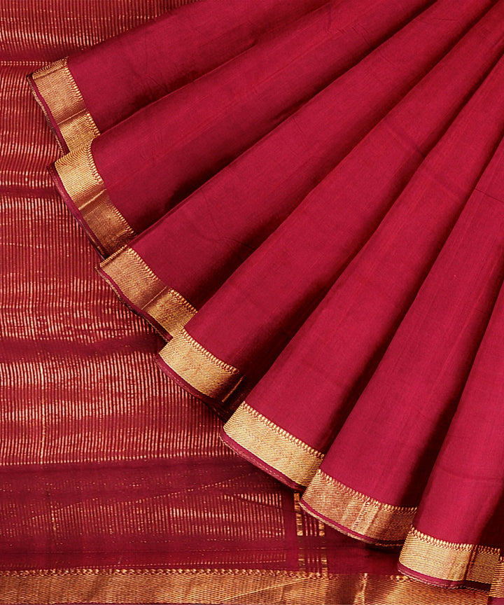 Maroon handwoven cotton mangalagiri saree