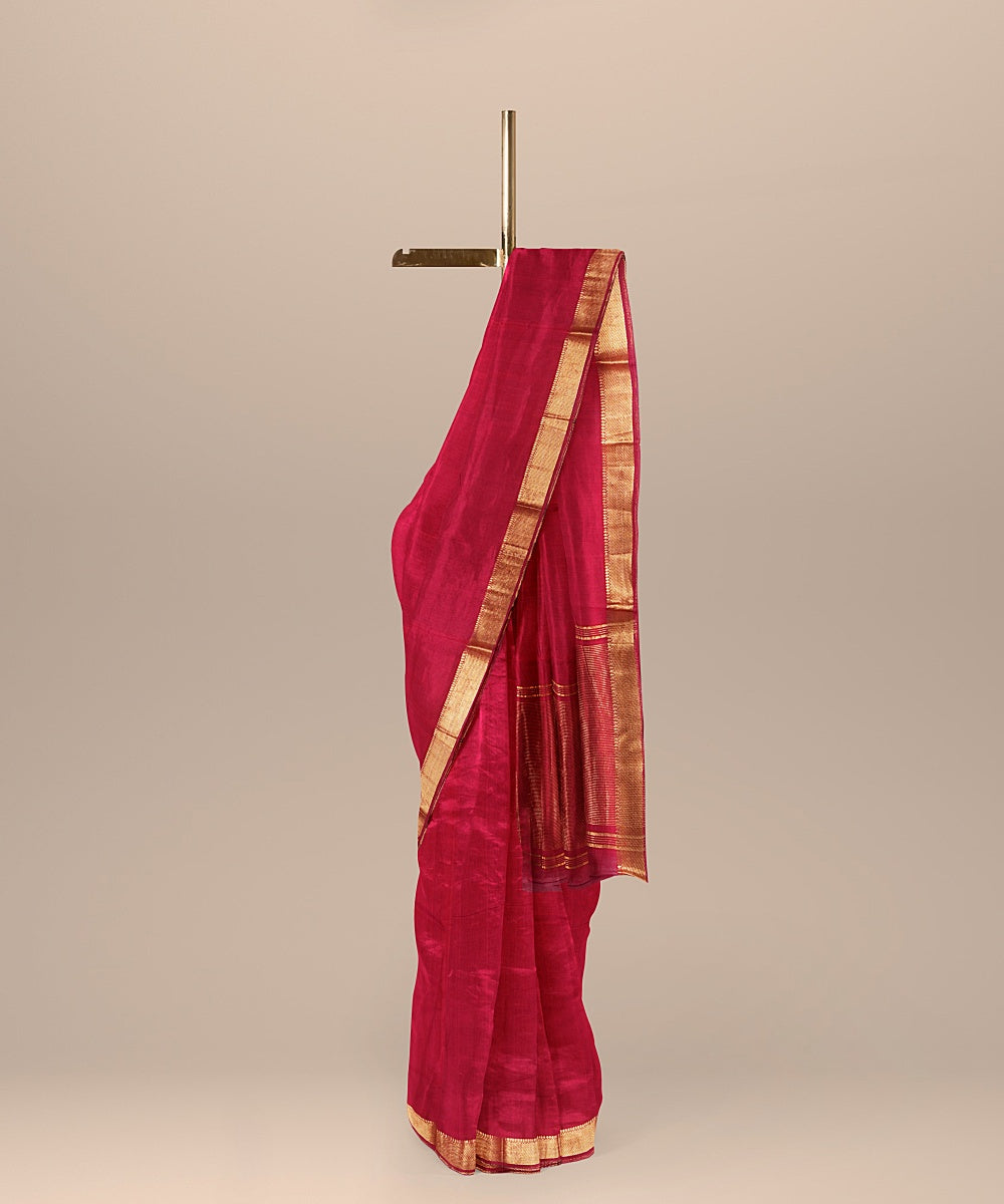 Maroon handwoven cotton mangalagiri saree