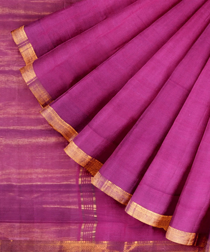 Purple handwoven cotton mangalagiri saree