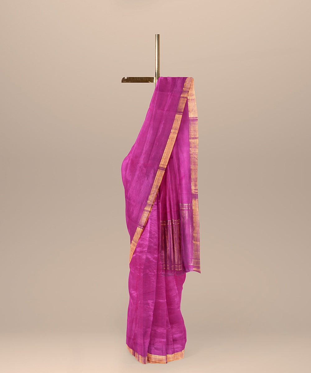 Purple handwoven cotton mangalagiri saree