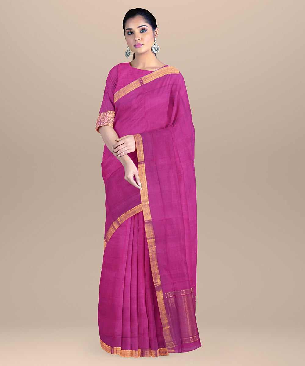 Purple handwoven cotton mangalagiri saree