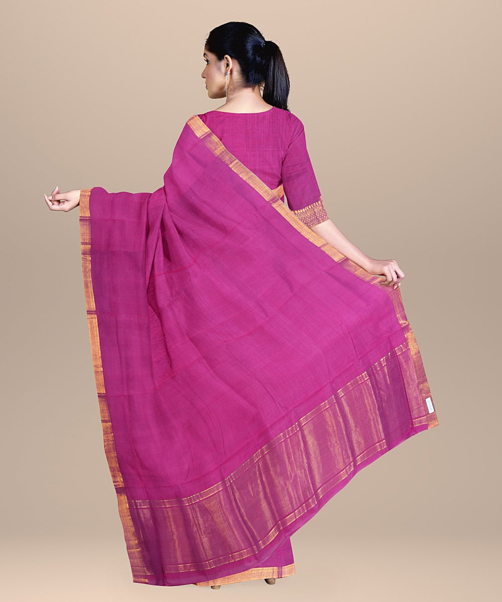 Purple handwoven cotton mangalagiri saree