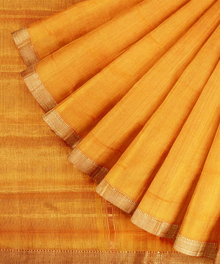 Yellow handwoven cotton mangalagiri saree