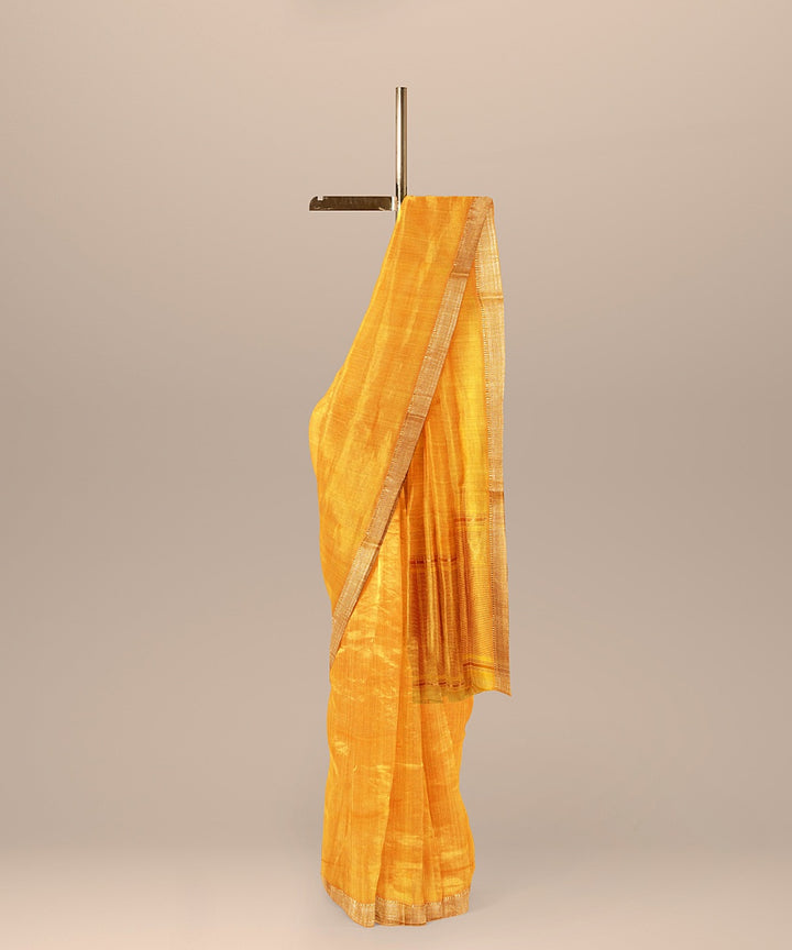 Yellow handwoven cotton mangalagiri saree