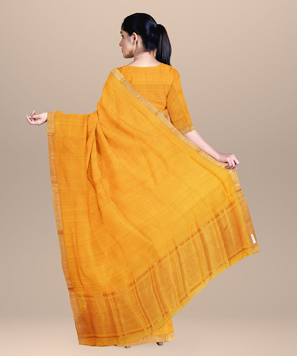 Yellow handwoven cotton mangalagiri saree