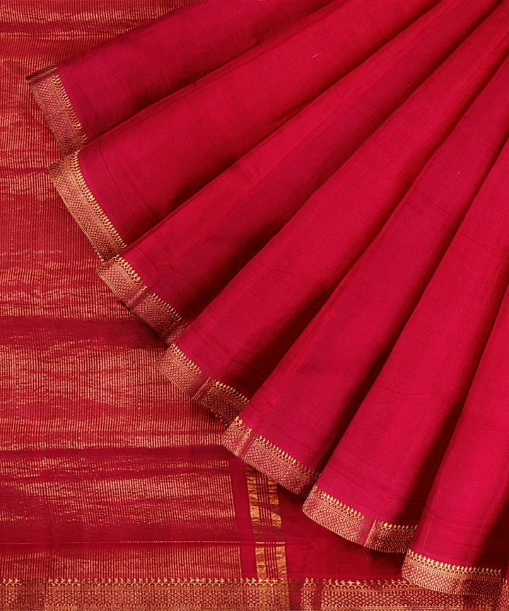 Maroon handwoven mangalagiri cotton saree