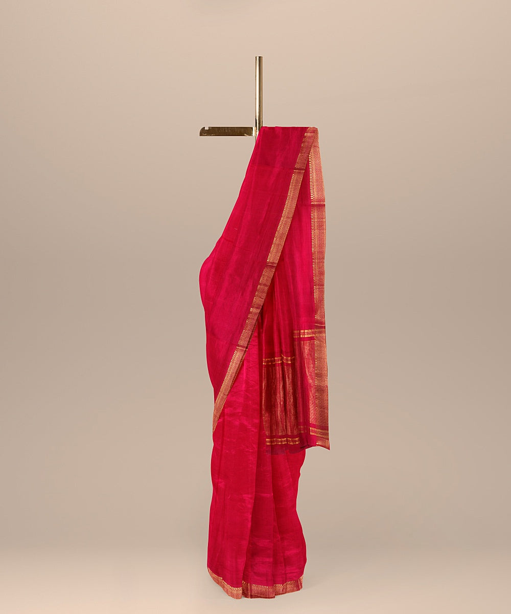 Maroon handwoven mangalagiri cotton saree