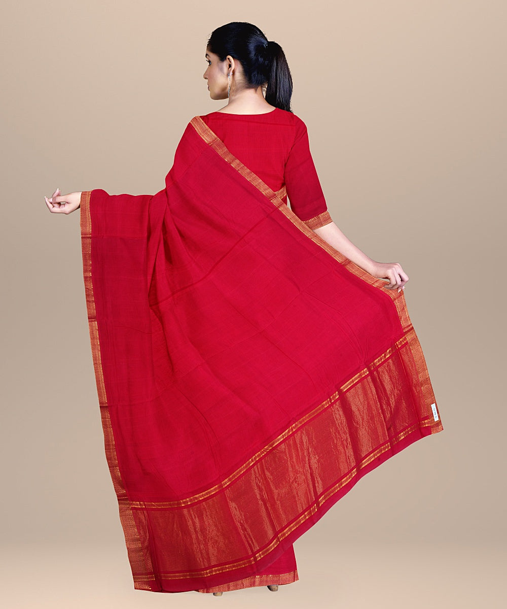 Maroon handwoven mangalagiri cotton saree