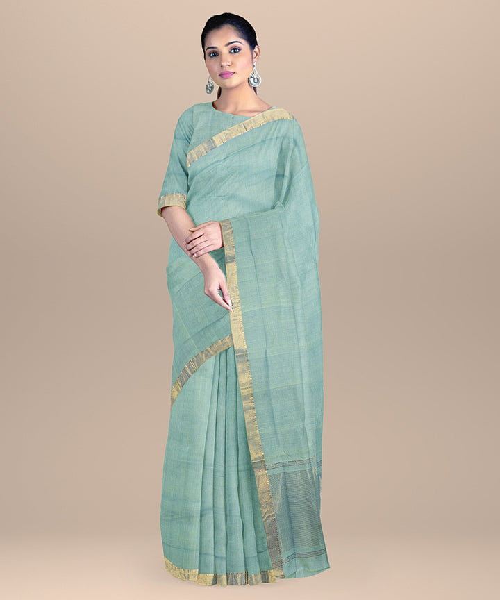 Light green handwoven mangalagiri cotton saree