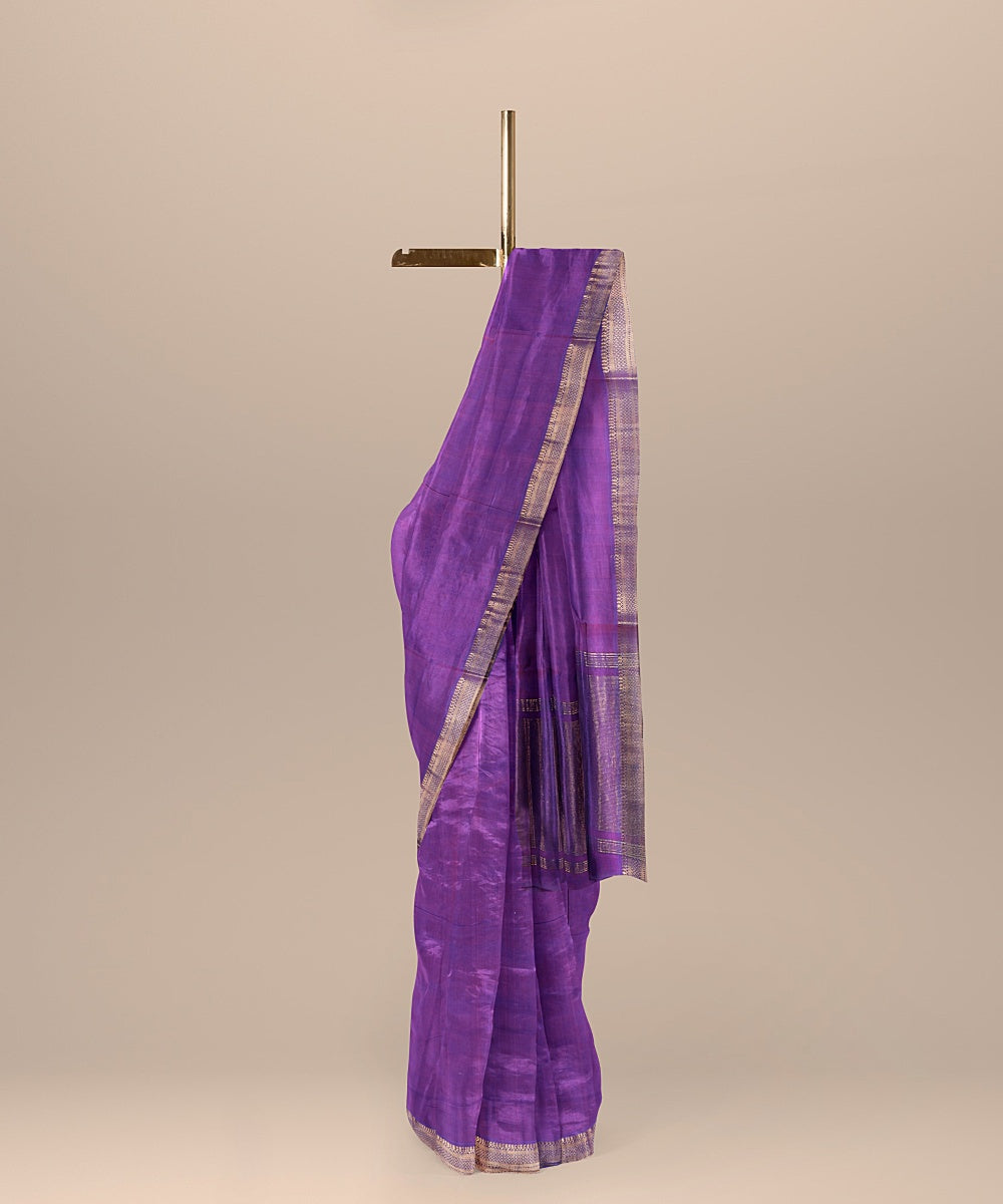 Purple handloom mangalagiri cotton saree