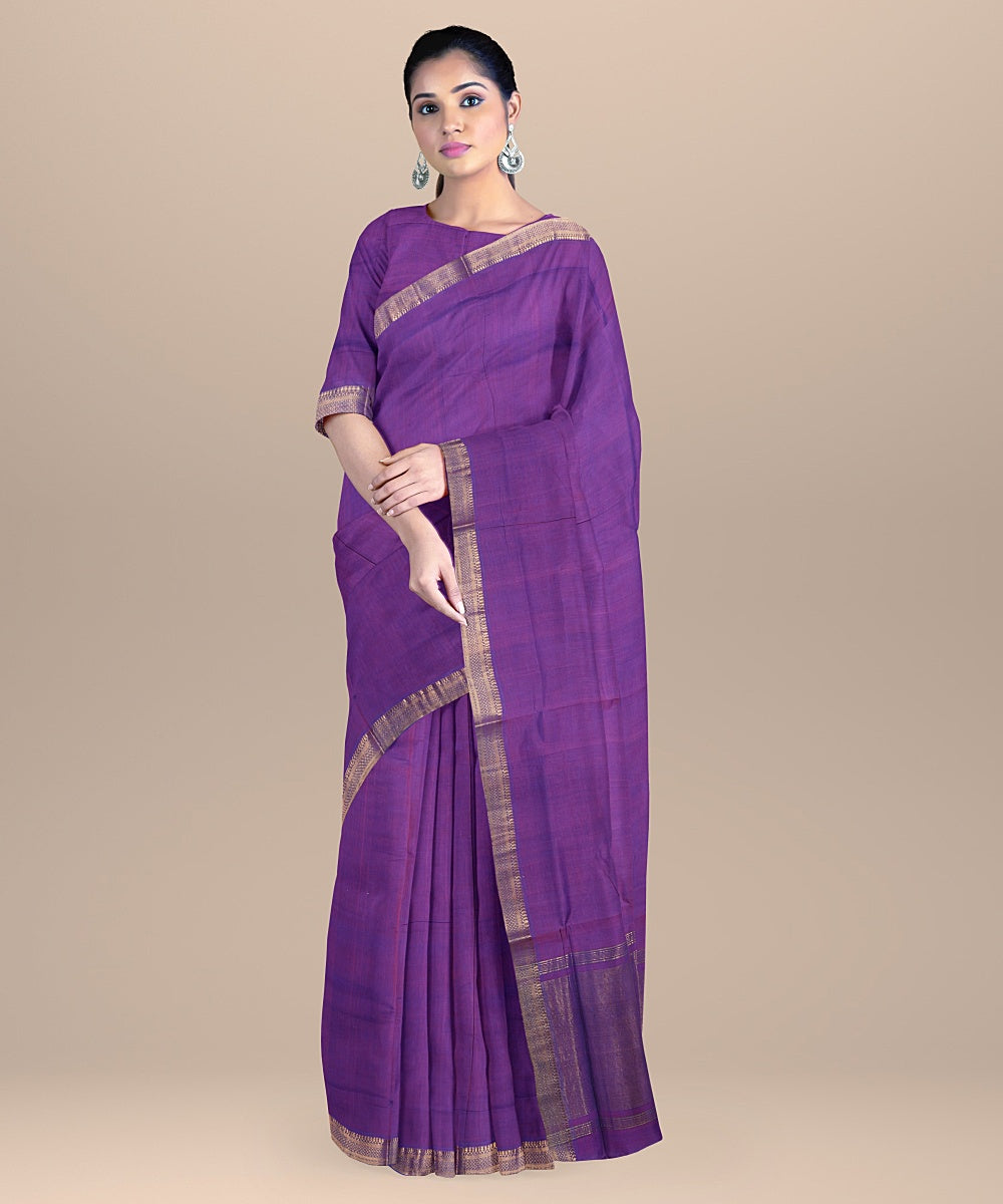 Purple handloom mangalagiri cotton saree