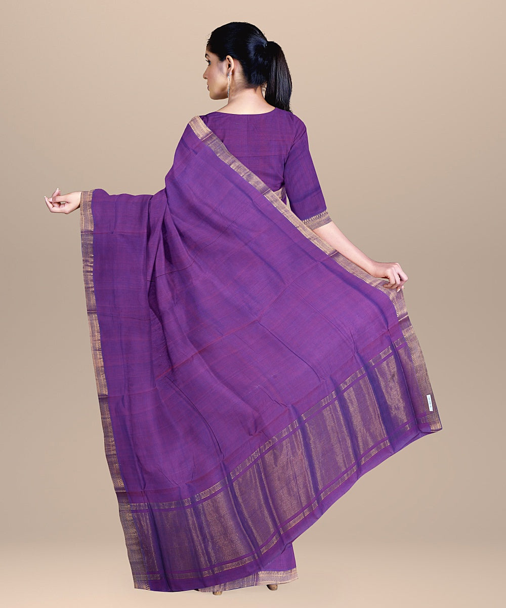 Purple handloom mangalagiri cotton saree