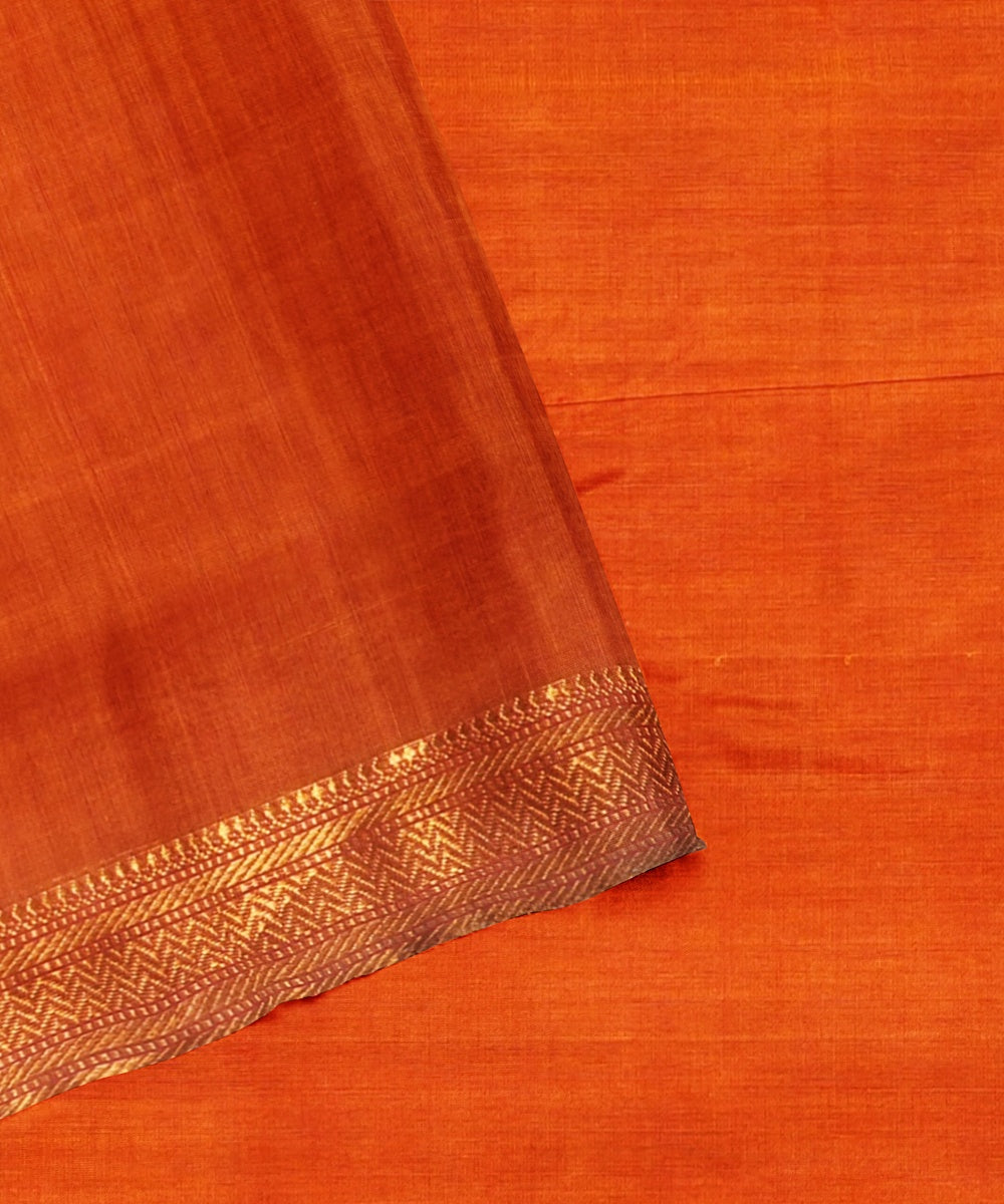 Orange mangalagiri cotton handwoven saree