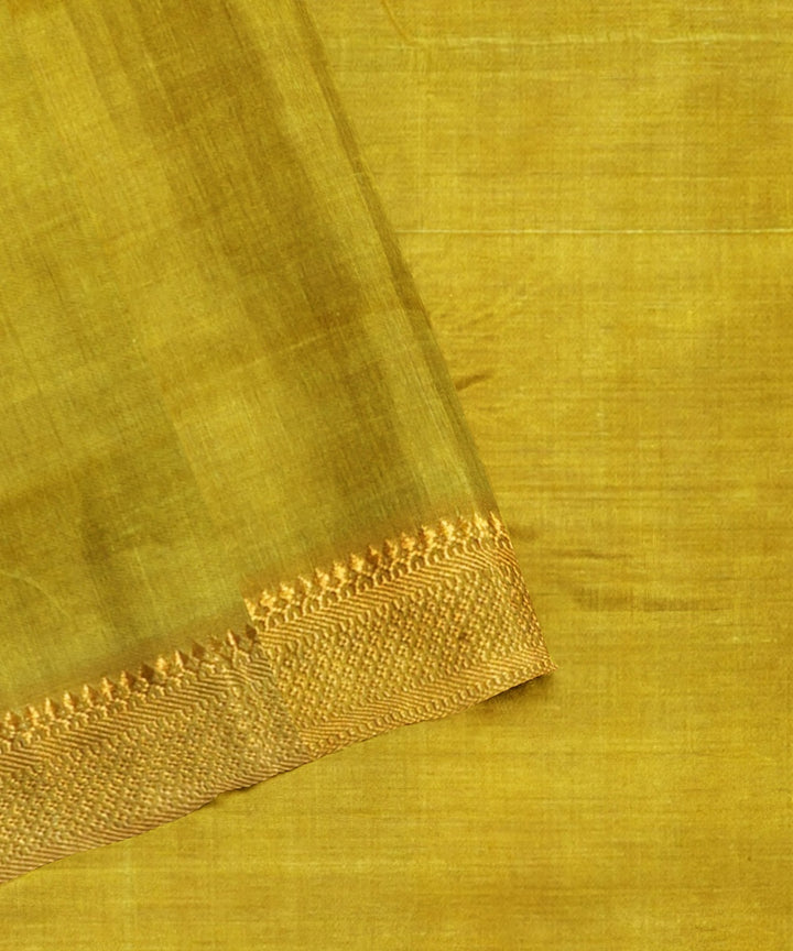 Yellow mangalagiri handwoven cotton saree