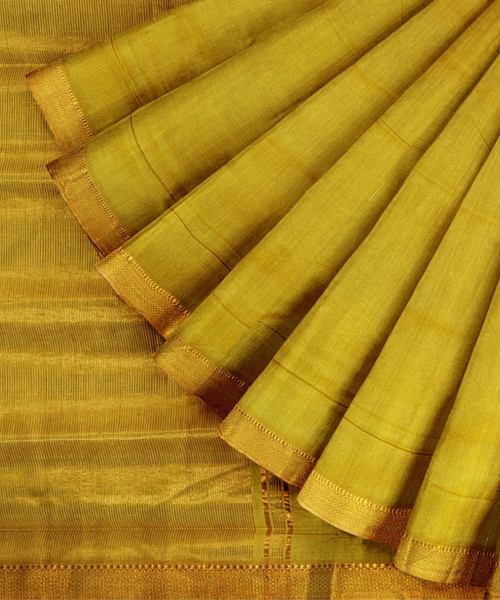 Yellow mangalagiri handwoven cotton saree