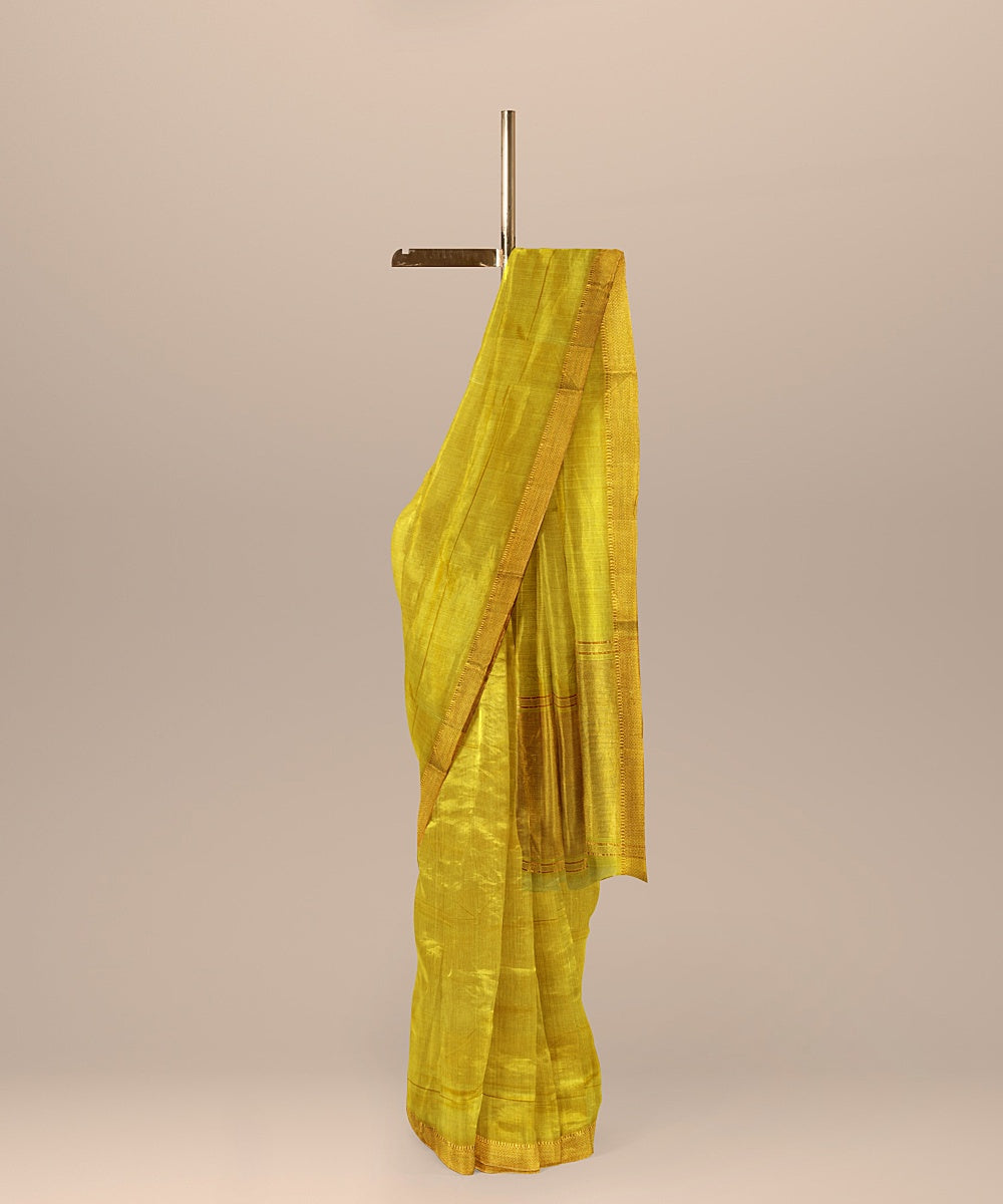 Yellow mangalagiri handwoven cotton saree