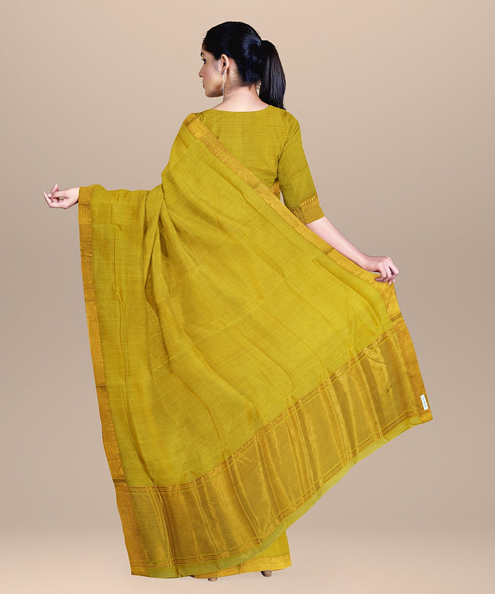 Yellow mangalagiri handwoven cotton saree