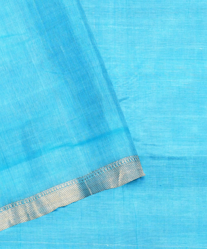 Cyan blue handloom mangalagiri cotton saree