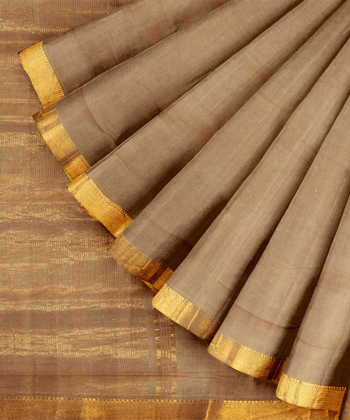 Brown mangalagiri handwoven cotton saree