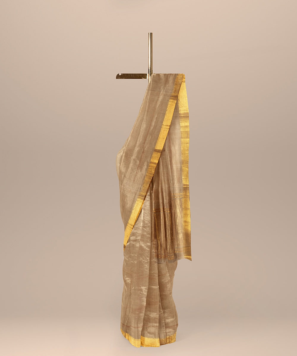 Brown mangalagiri handwoven cotton saree