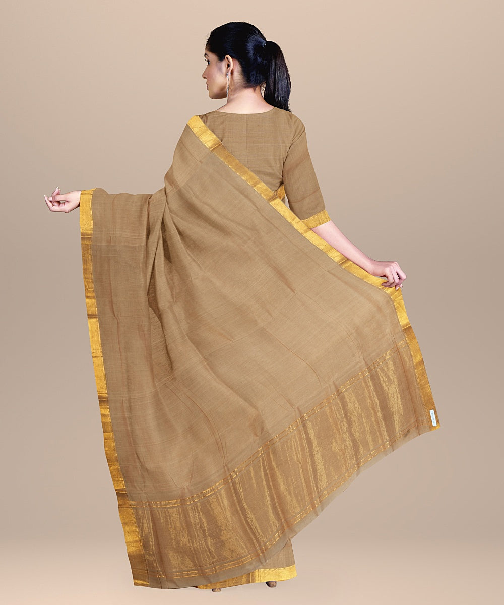 Brown mangalagiri handwoven cotton saree