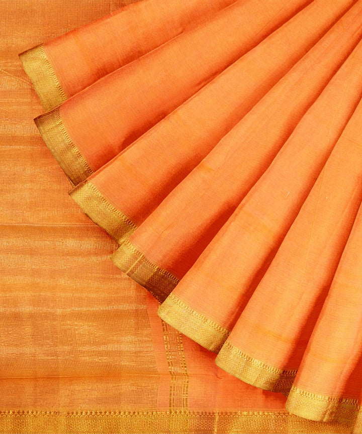 Orange mangalagiri handwoven cotton saree