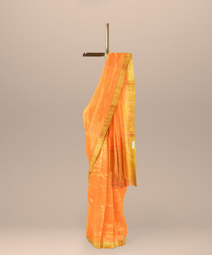 Orange mangalagiri handwoven cotton saree