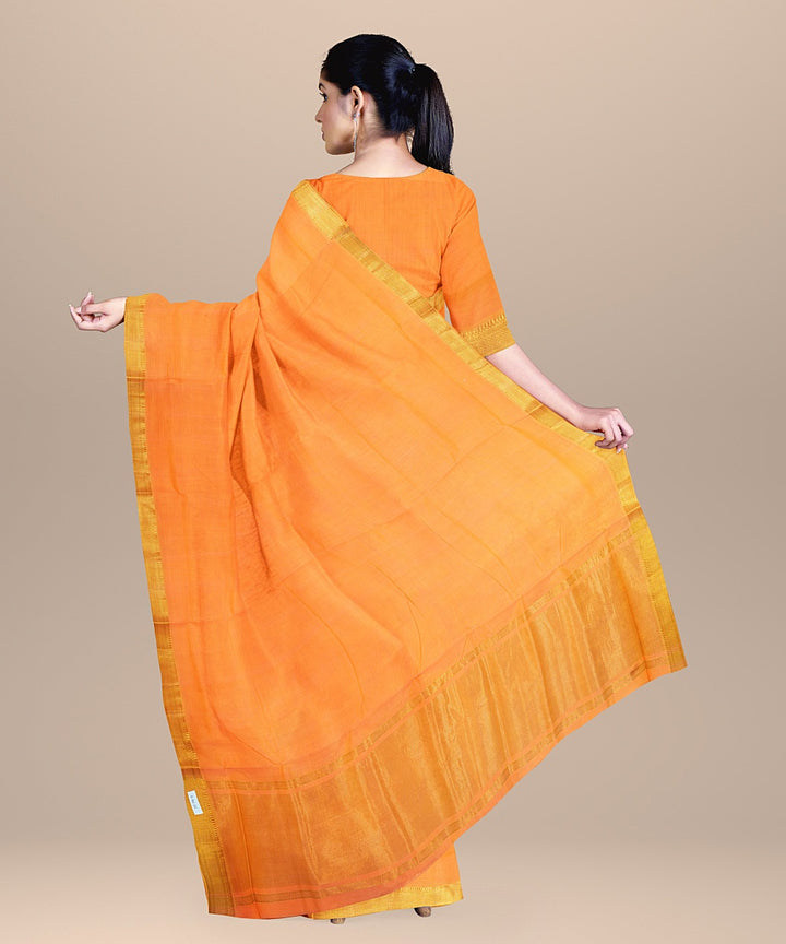 Orange mangalagiri handwoven cotton saree