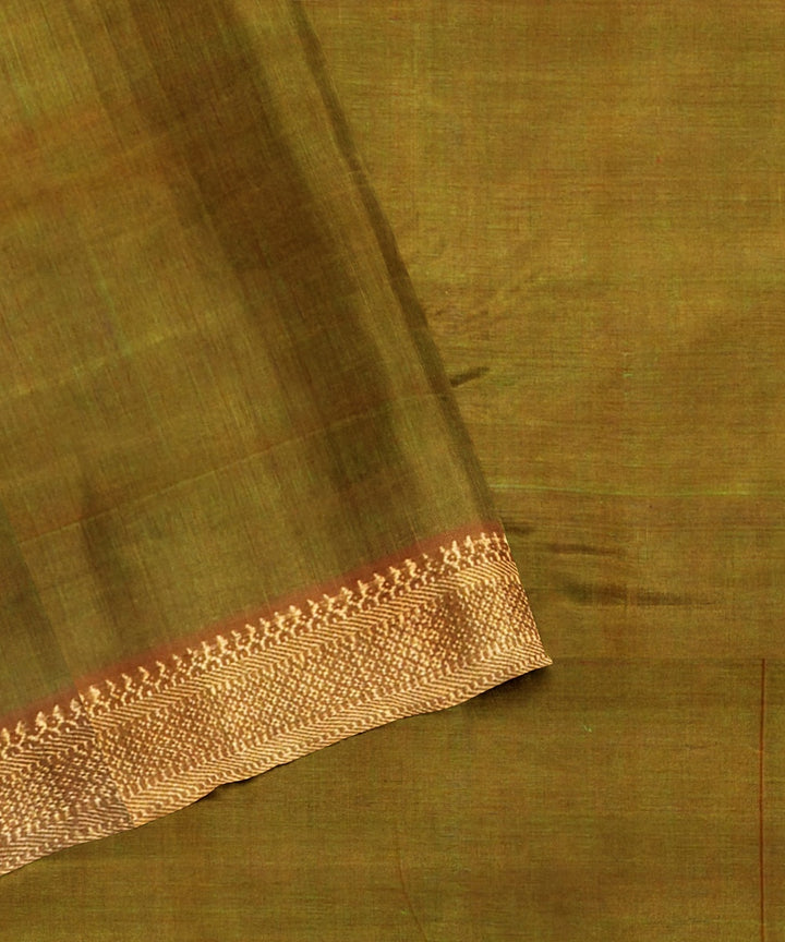 Mehandi green handwoven mangalagiri cotton saree