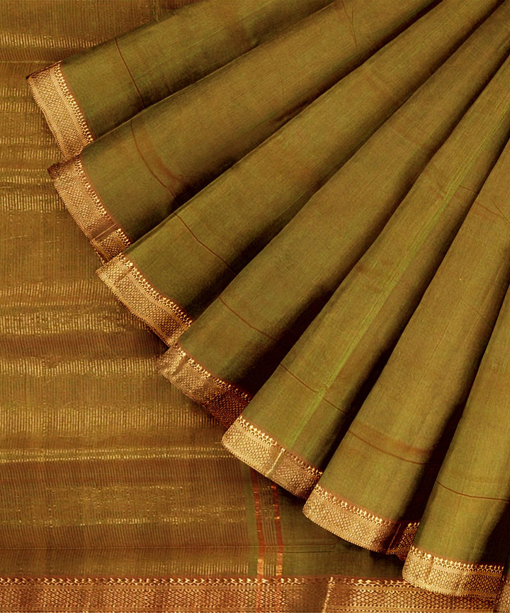 Mehandi green handwoven mangalagiri cotton saree