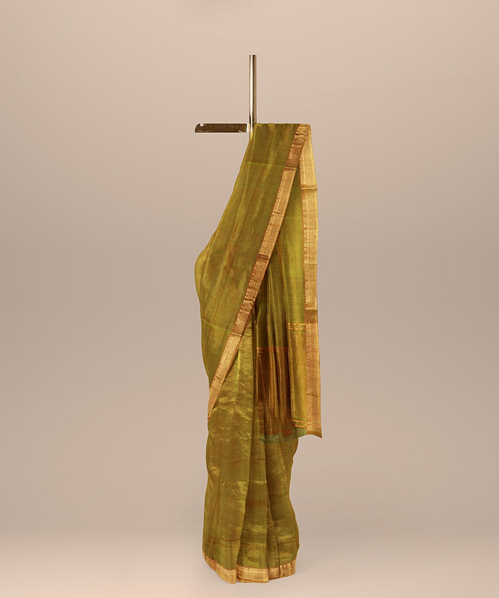 Mehandi green handwoven mangalagiri cotton saree