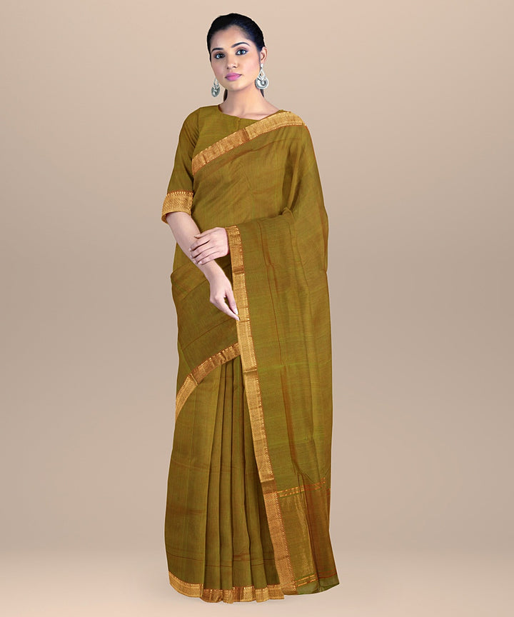 Mehandi green handwoven mangalagiri cotton saree