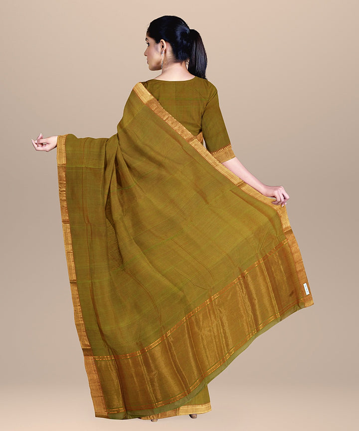 Mehandi green handwoven mangalagiri cotton saree