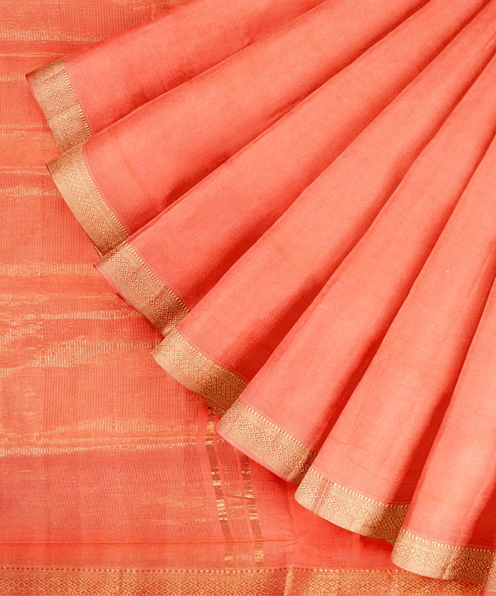 Peach handwoven mangalagiri cotton saree