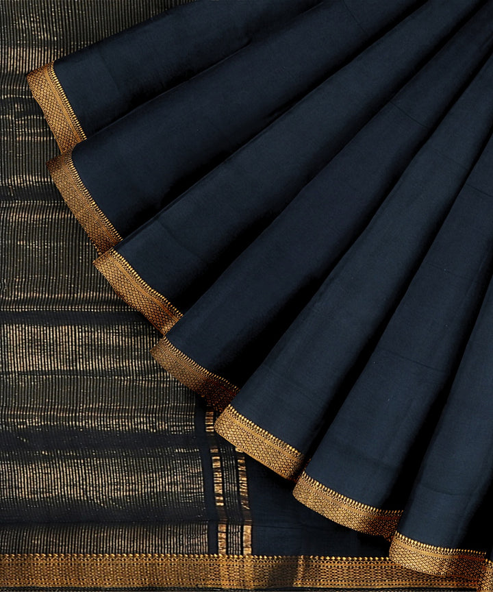 Black handwoven cotton mangalagiri saree